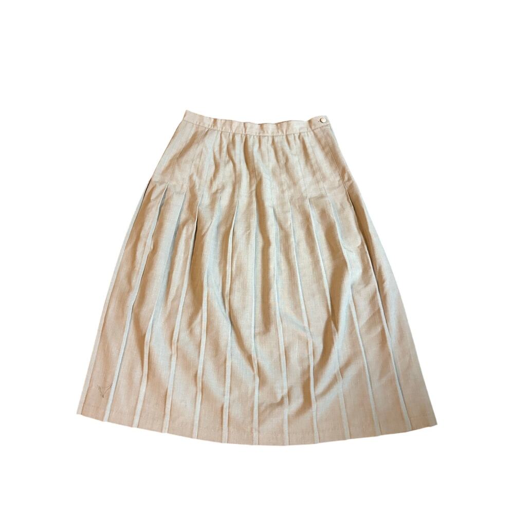 Just Clothes Vintage Women's 16 Linen Feel Beigeโ Pleated Midi Skirt EUC